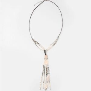 Silver Jean Co. Suede Beaded Tassel Y Necklace